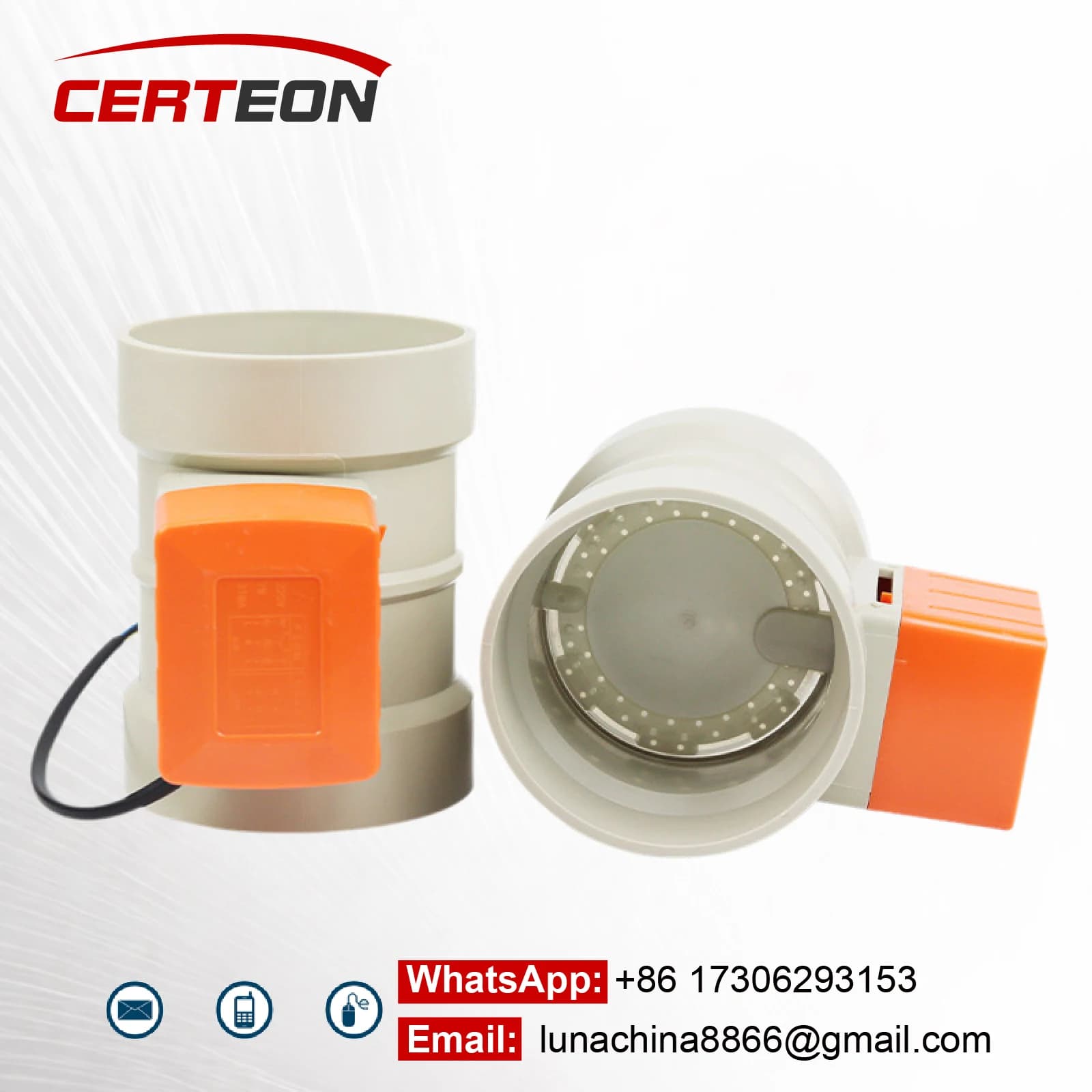 Registre d air motorisé électrique PP PVC pour conduits 110-250 mm 220VAC contrôle débit d air ventilation industrielle extraction chimique