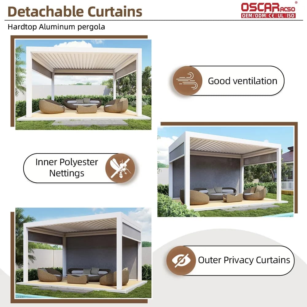 Pergola motorisée intelligente en aluminium à lames orientables Foshan pour jardin