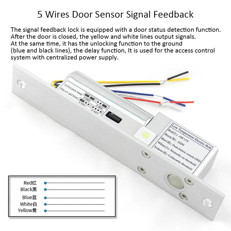 Serrure à boulon électrique à sécurité intégrée DC12V