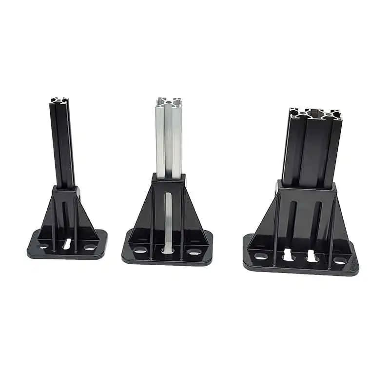 Base fixe carrée en aluminium pour profilés 2020/3030/3060 pour clôture