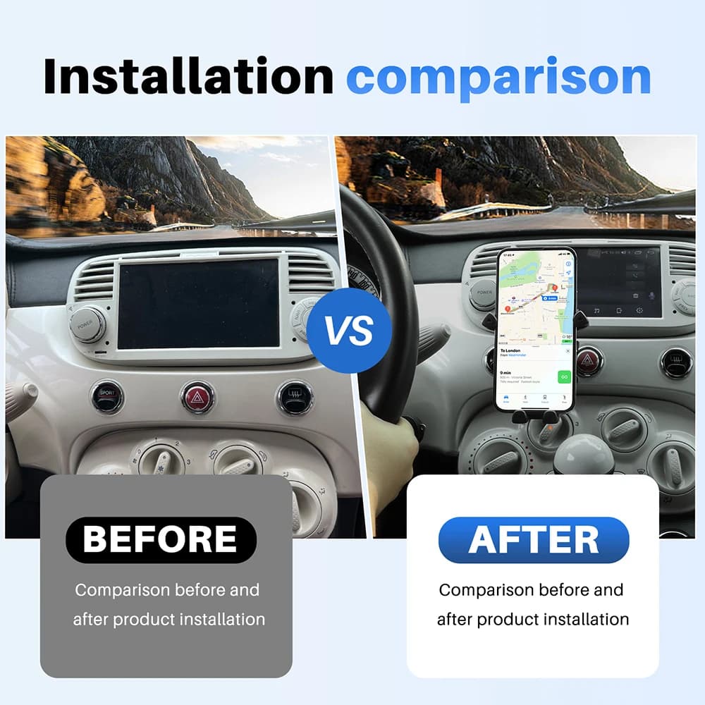 Support de téléphone à gravité pour voiture, compatible avec Fiat 500 (2008-2024) et Abarth 595 (2012-2024).