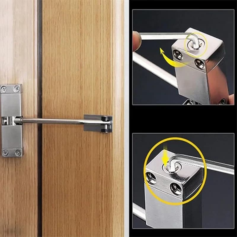 Ferme-porte automatique carré tout noir/argent