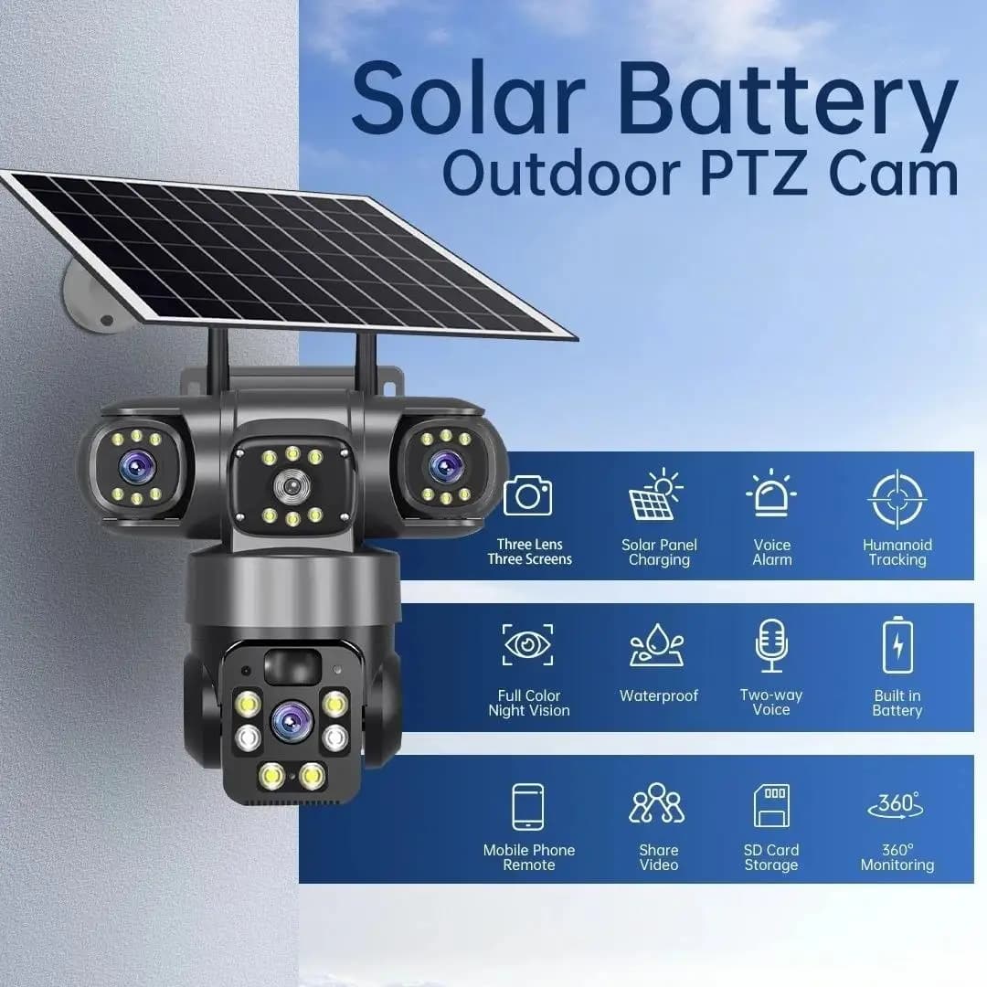 Caméra IP Wifi 15MP, caméra solaire sans fil PTZ