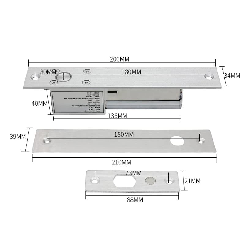 Serrure à boulon électrique à sécurité intégrée DC12V