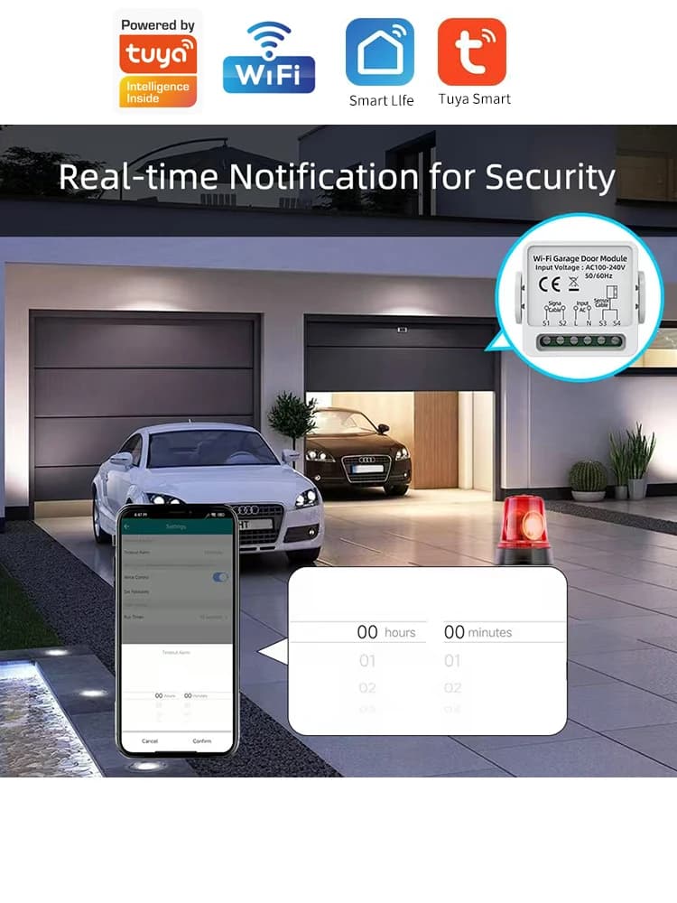 Ouvre-porte de garage compatible avec l'application Tuya