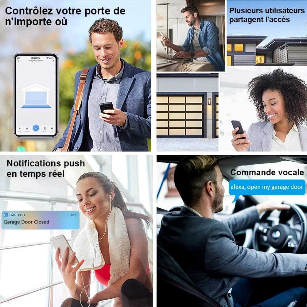 Tuya Smart Life capteurs de porte de Garage contrôleur d'ouverture commutateur WiFi Alexa ouverture maison télécommande