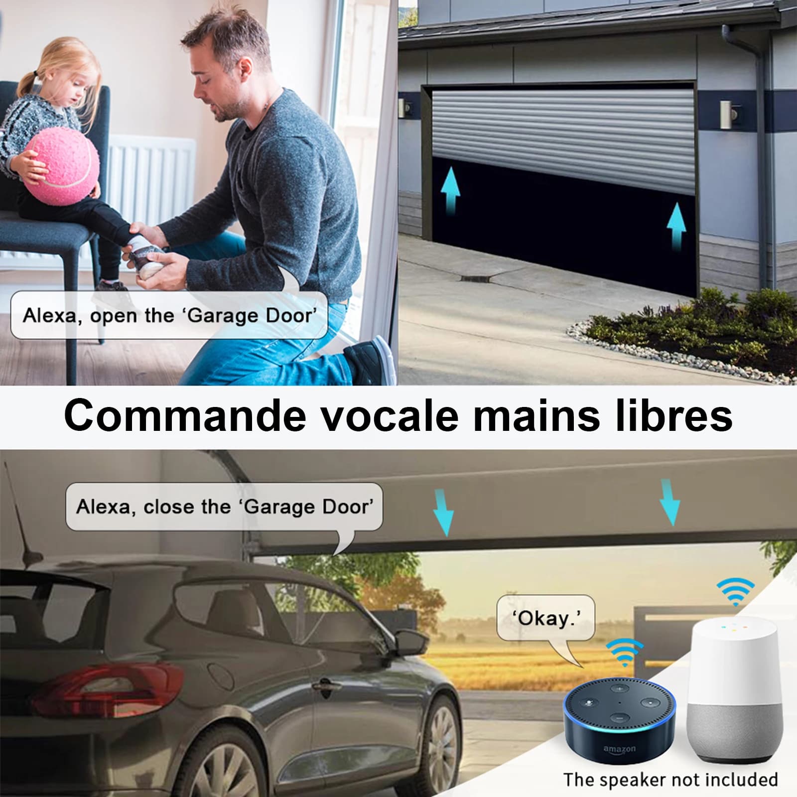 Capteur d'ouverture de porte de Garage sans fil