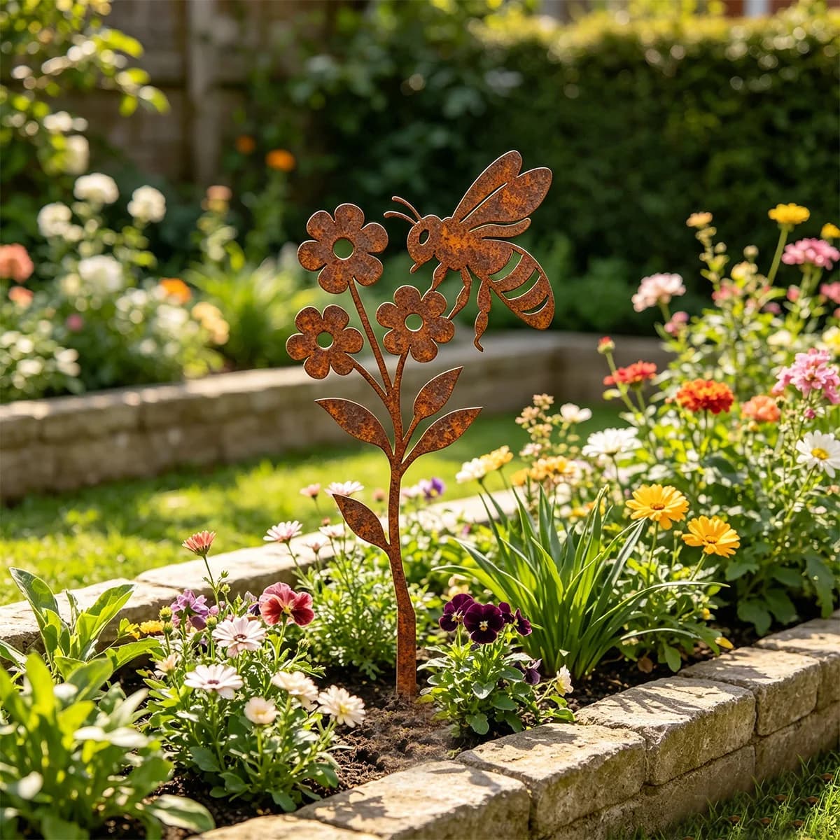 1 piquet décoratif de jardin en fer forgé