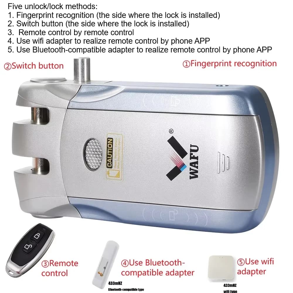 WAFU 010 Tuya APP WiFi télécommande intelligente sans fil serrure électrique à empreinte digitale