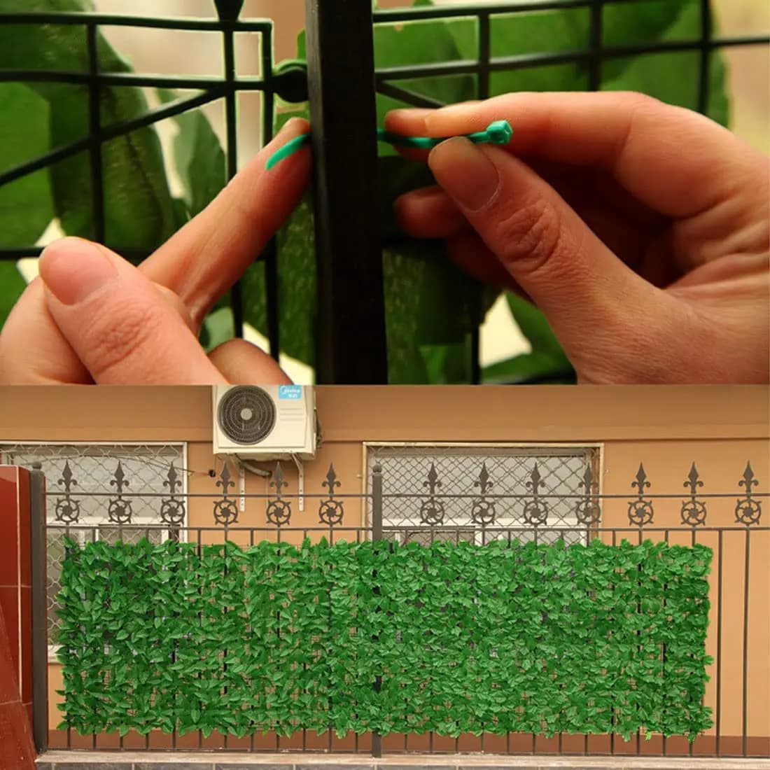 Panneaux de clôture à feuilles artificielles