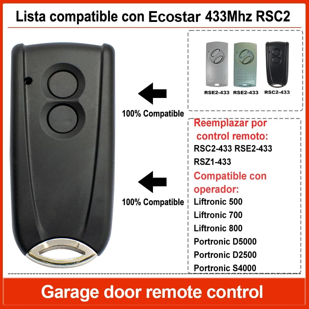 Télécommande Ecostar RSE2-433 RSC2-433 compatible avec les contrôleurs Liftronic 500 700 800 433 MHz