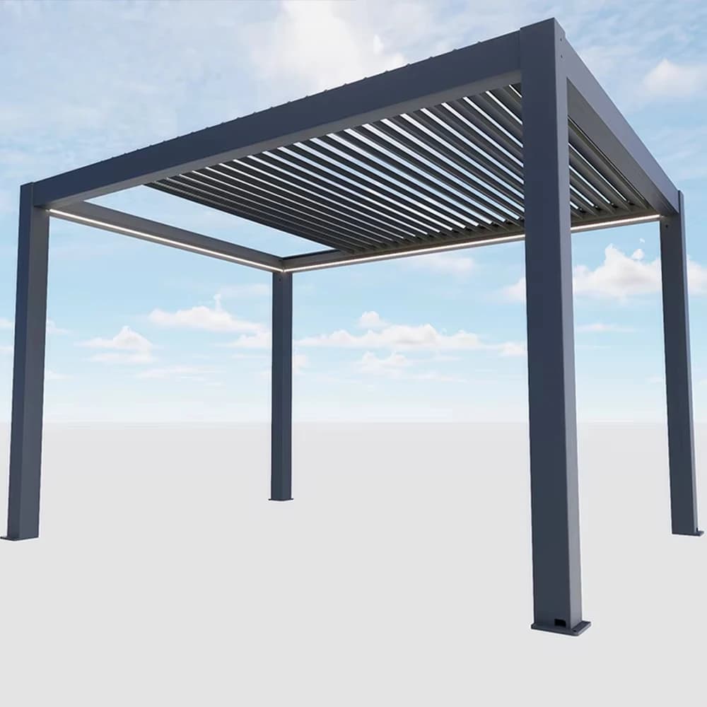 Pergola en aluminium avec porte coulissante vitrée, pavillon moderne pour jardin, extérieur, cour, patio, villa, intimité