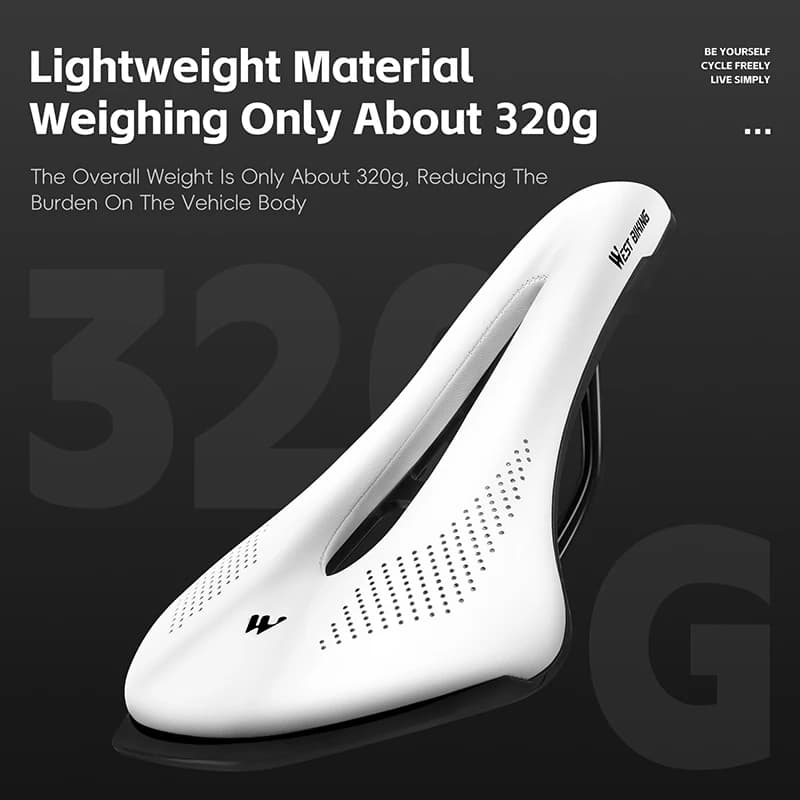 WEST BIKING Selle de vélo confortable, siège en cuir PU résistant à l'usure, creux, adapté pour vélo de route