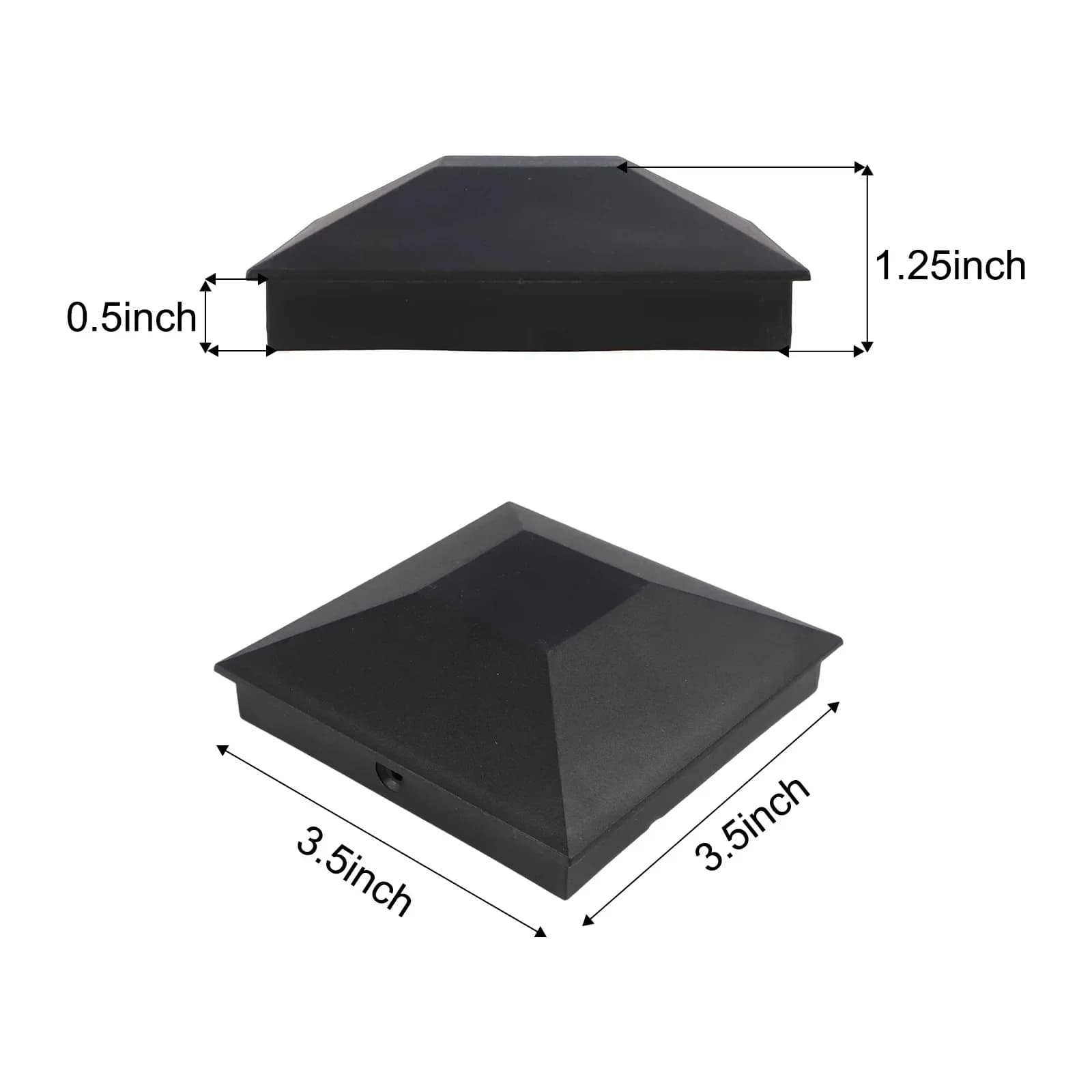 Couvre-poteaux de clôture résistants aux intempéries, 3,5 x 3,5 pouces, finition noire givrée, construction robuste, lot de 6