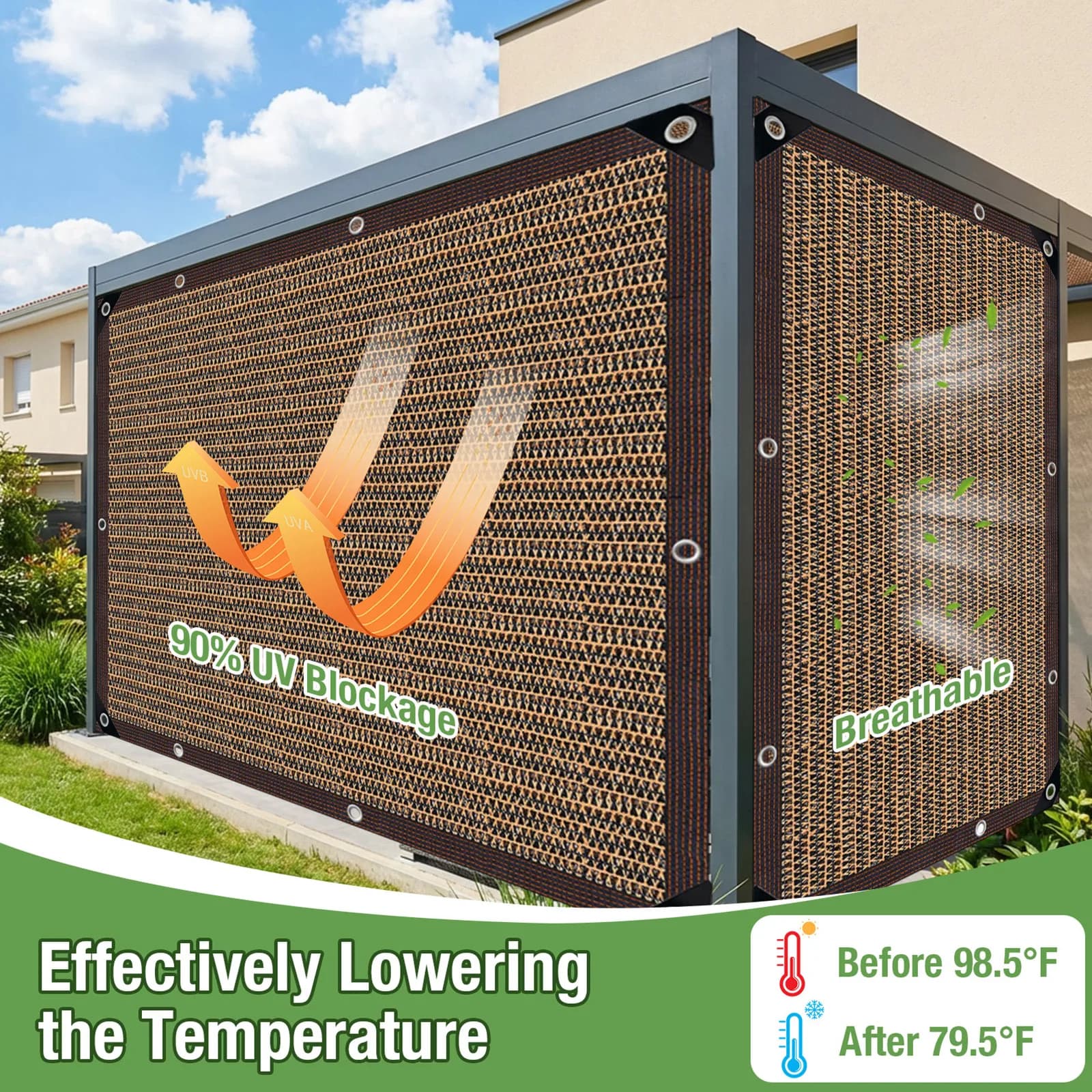 Panneau pare-soleil HDPE Premium avec protection UV 95% et œillets pour clôture de jardin
