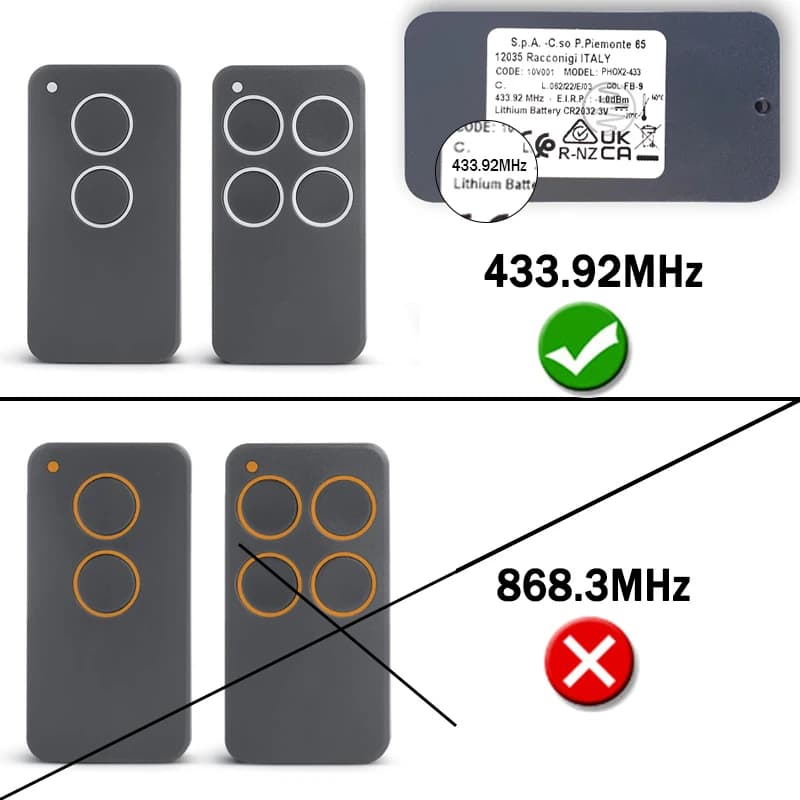 2 pièces, Télécommande V2 433.92MHz 100% Clone V2 PHOENIX PHOENIX2 PHOENIX4 PHOX PHOX2 PHOX4 HANDY2 HANDY4 TSC TRC TXC
