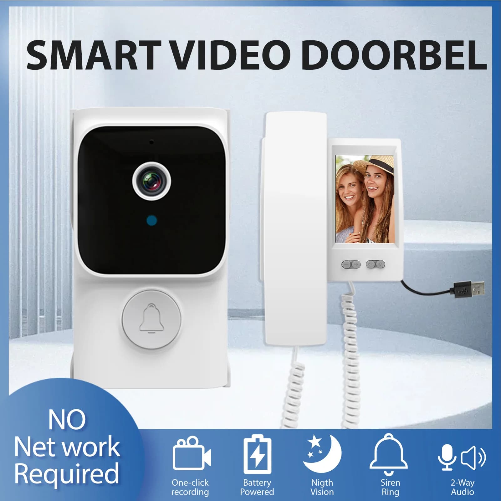 Interphone vidéo sans fil avec écran IPS 3
