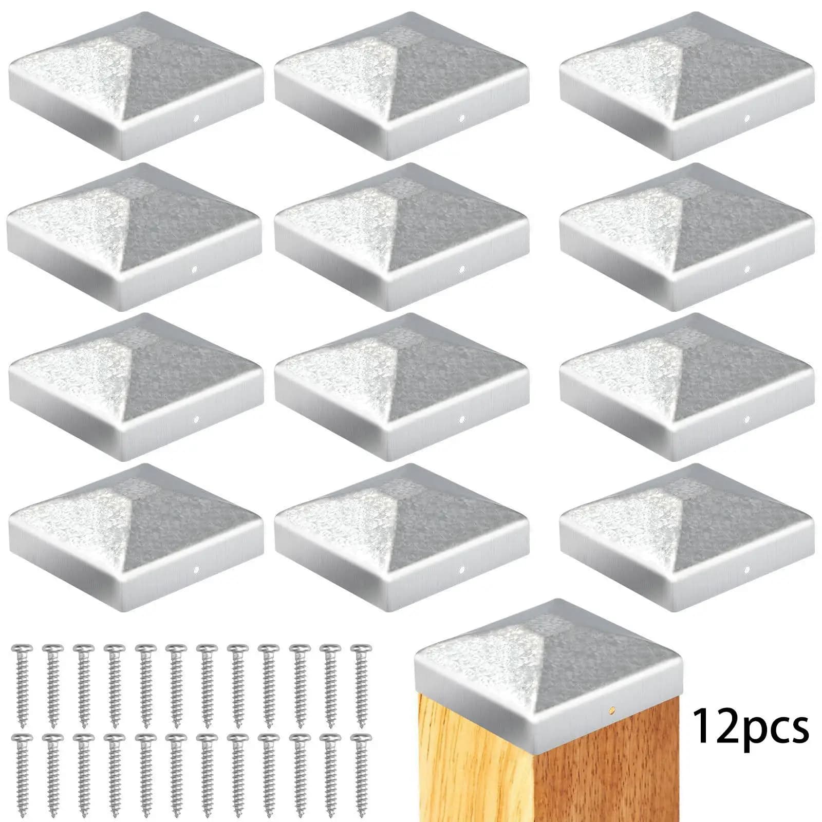 Ensemble de capuchons de poteau de clôture en acier zingué style pyramide