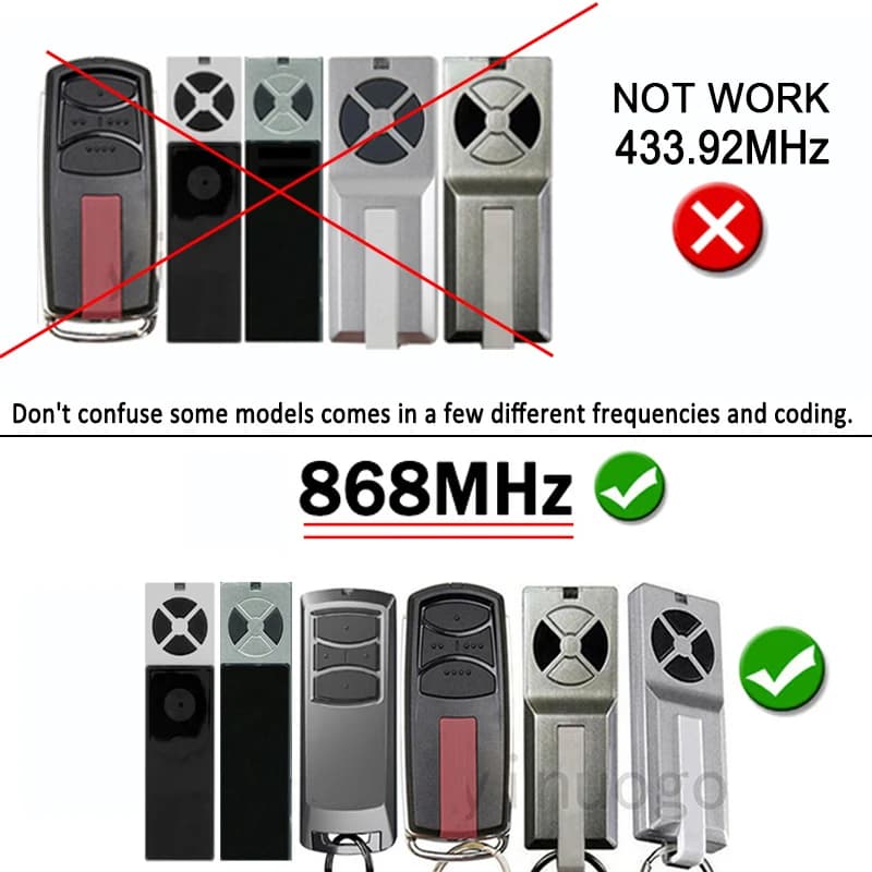 Pour télécommande de porte de garage/portail 868 MHz TX2REV TX4REV TX4REVF TX4EVF TX2EV TX4EV