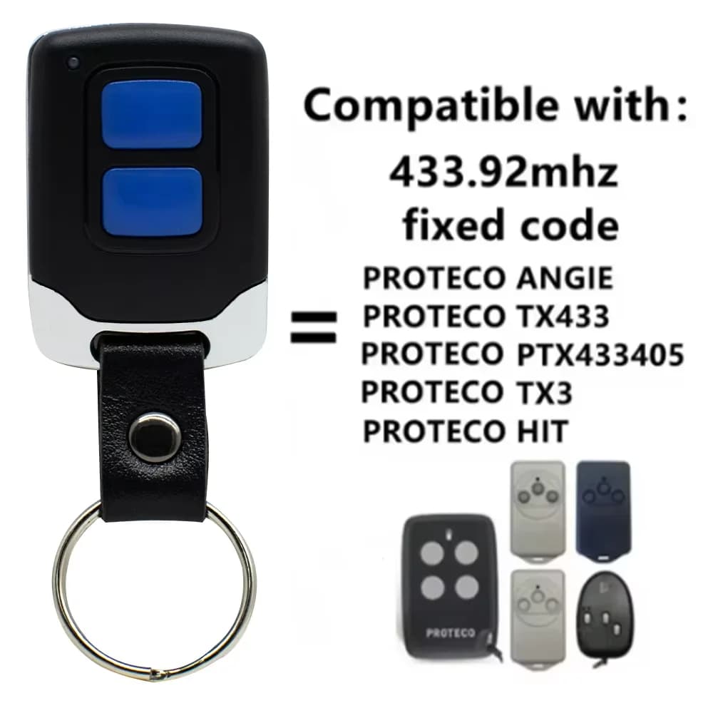 Télécommande pour PROTECO TX433/PTX433 405/PTX433 AZUL/TX3/HIT 433MHz Code fixe Porte de garage Transmetteur