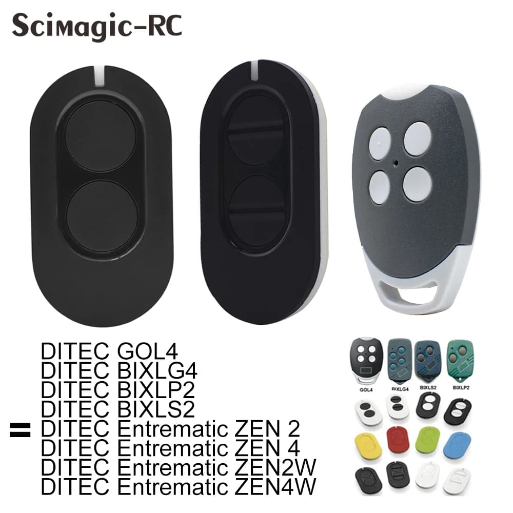 DITEC GOL4 BIXLG4 BIXLP2 BIXLS2 Entrematic ZEN2 ZEN4 ZEN2W ZEN4W Télécommande pour porte de garage 433.92MHz Rolling code gate opener fob