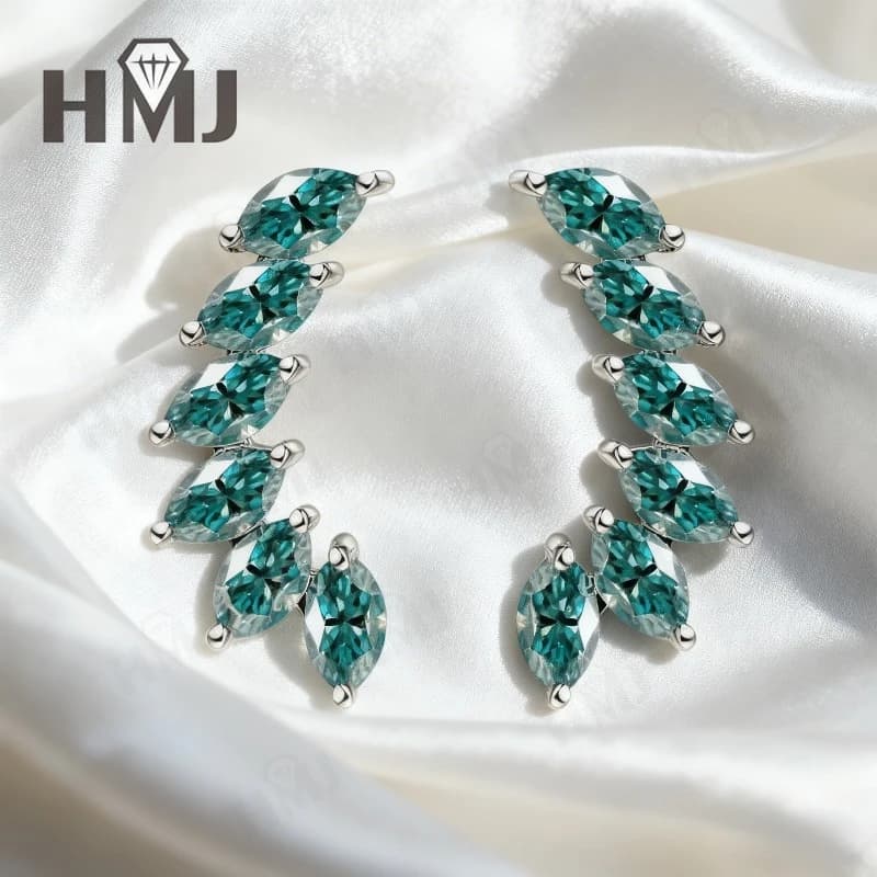 Boucles d'oreilles Moissanite Marquise pour femmes, pierres à facettes avec Silhouette fine élégante, parfaites pour un usage quotidien, anniversaire