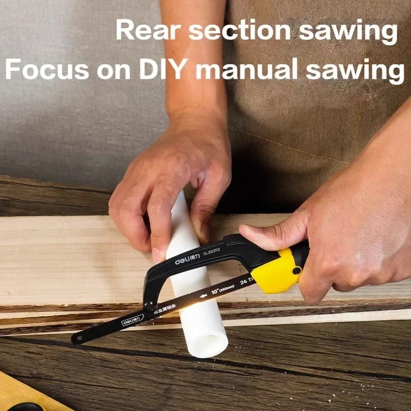 Deli petite scie à métaux ménage bricolage petite scie à main fer Mini scies arc scie à main multifonction travail du bois support en acier Portable