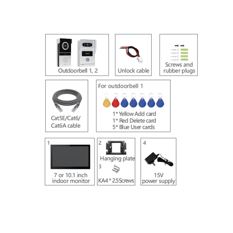 ANJIELO 1080P Tuya système d'interphone vidéo IP 10 pouces écran tactile Wifi POE sonnette filaire pour Villa contrôle d'accès RFID plat