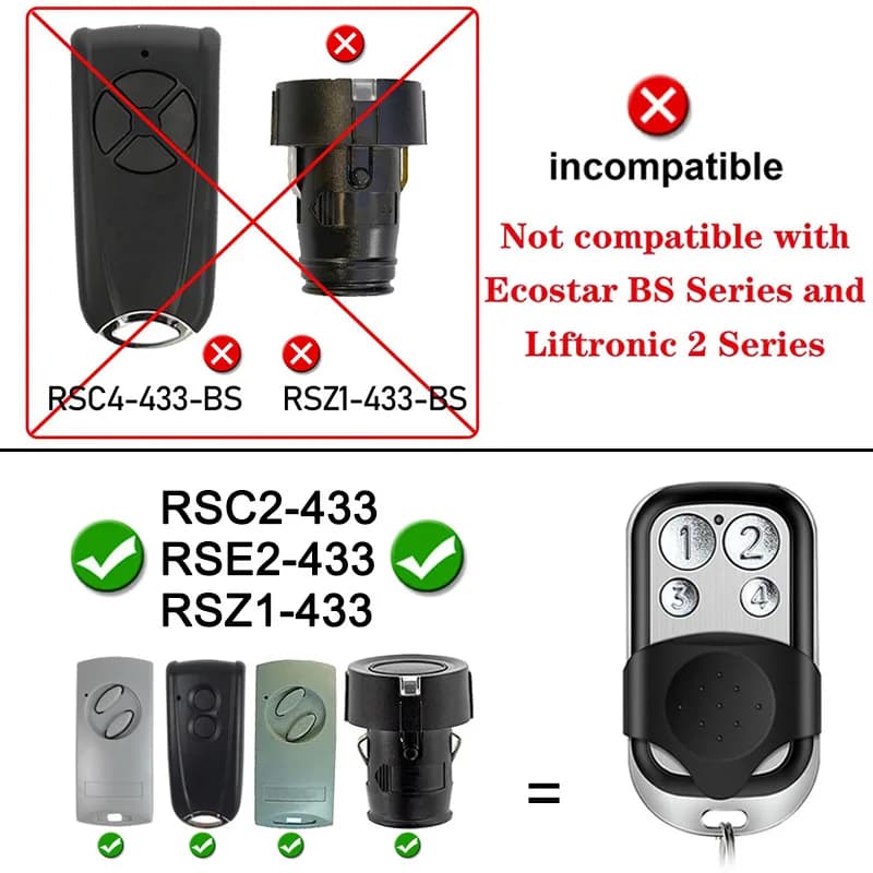 Télécommande de garage ECOSTAR 433 MHz