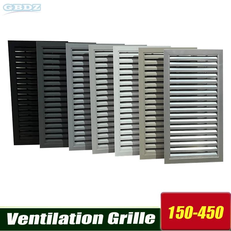Grille de persienne d'aération en aluminium blanc, couvercle de ventilation d'échappement HVAC fixe pour plafond, armoire, décoration murale et antirouille 150-400mm