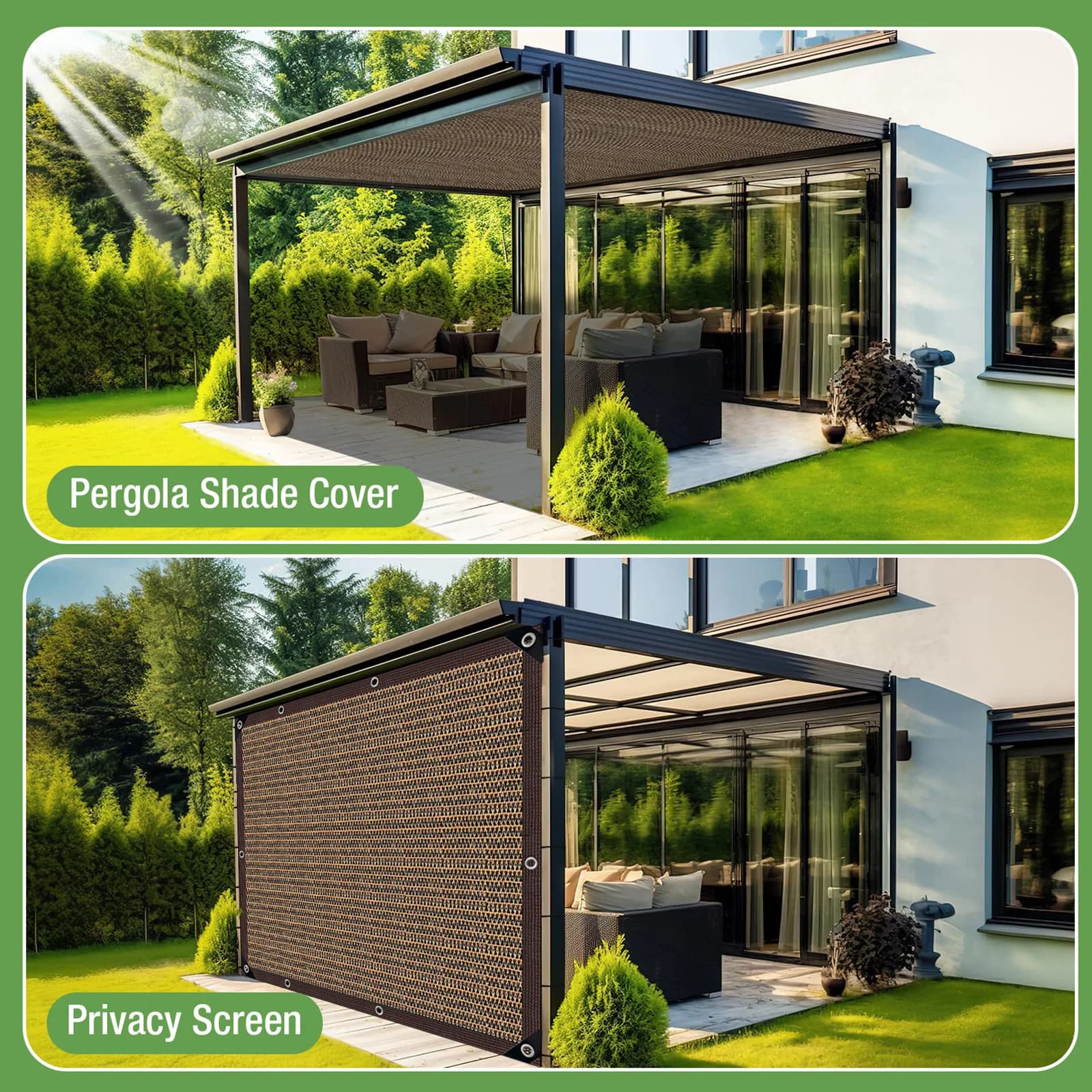 Panneau pare-soleil HDPE Premium avec protection UV 95% et œillets pour clôture de jardin