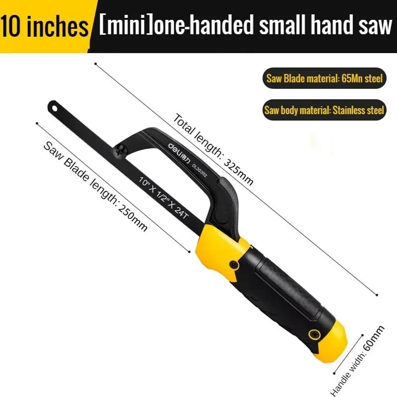 Deli petite scie à métaux ménage bricolage petite scie à main fer Mini scies arc scie à main multifonction travail du bois support en acier Portable