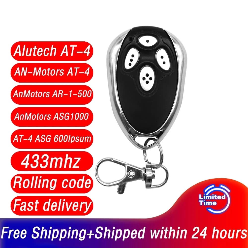 Télécommande de porte de Garage et moteurs AT4 ASG1000 Alutech AT-4 AR-1-500 ASG600, 433MHz, Code ro