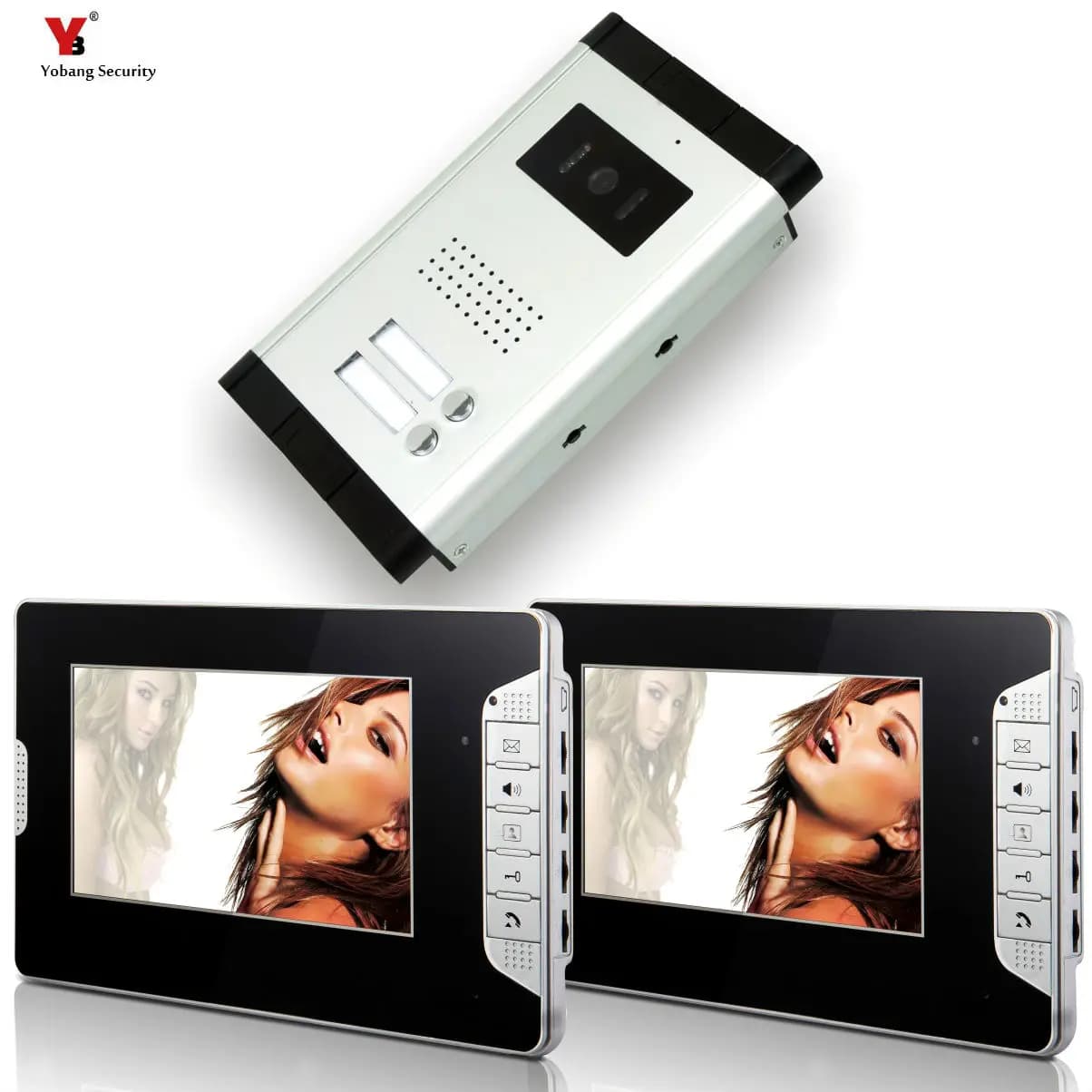2 Apartment/Family Video Door Phone Intercom System one Doorbell Camera with 2 button 2 Monitor Wate