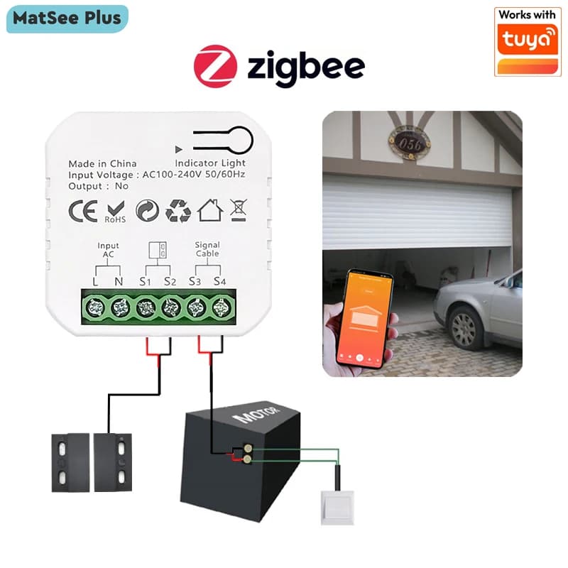 Ouvre-porte coulissant intelligent ZigBee, contrôleur de porte de garage, application de surveillanc