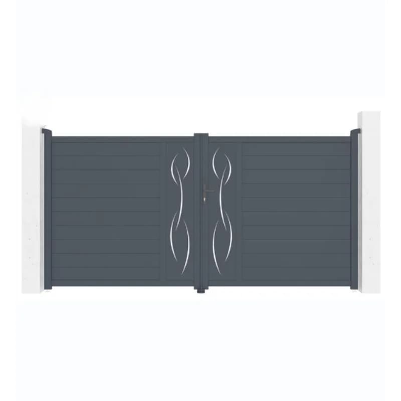 Porte de clôture en aluminium d'entrée de cour décorative personnalisée, porte rotative d'allée