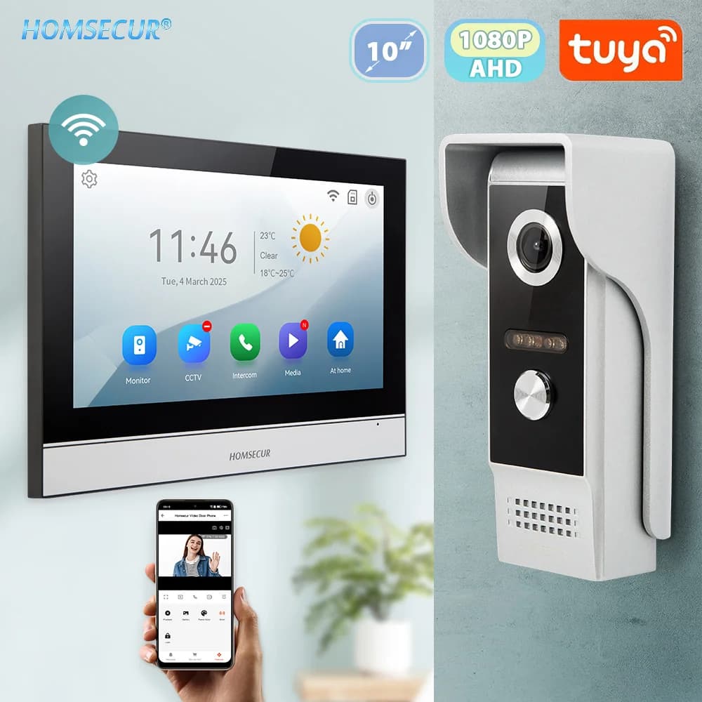 Tuya – visiophone intelligent WIFI HD 10 pouces, système d'interphone d'entrée, 4 fils IP65 1080P, s
