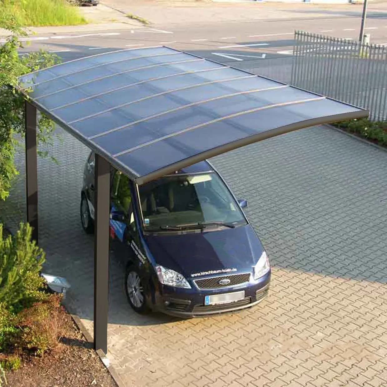 Carport en aluminium en porte-à-faux personnalisé 5x3m avec toit en polycarbonate - Abri de stationn