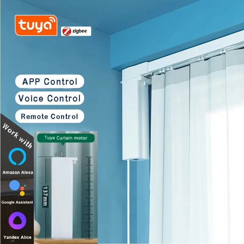 Moteur de rideau intelligent électrique Tuya Zigbee, rail motorisé pour rideau, support Yande XAlice