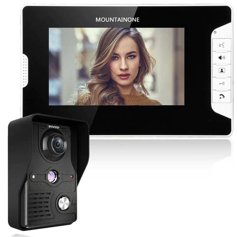 MOUNTAINONE-Kit de système de déverrouillage d'interphone de porte vidéo filaire, sonnette vidéo, té
