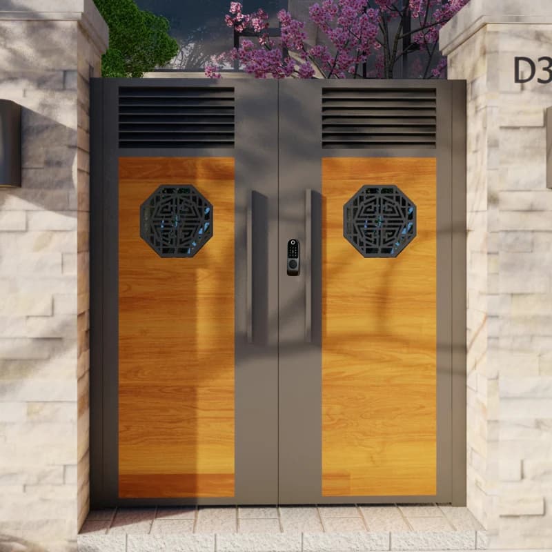 Porte d'entrée de cour de maison de jardin européenne, porte simple et Double en alliage d'aluminium