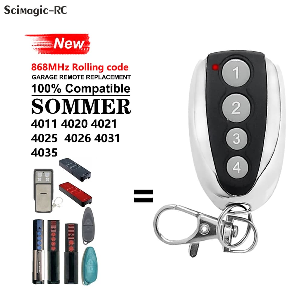 SOMMER 868 Mhz Commande de télécommande de porte de garage Ouverture de portail 4020 4026 4031 4025
