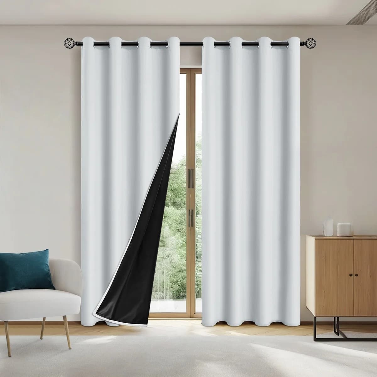1 rideau occultant noir de 1m x 130cm/160cm/200cm/250cm de large, rideau occultant pour fenêtre, sal