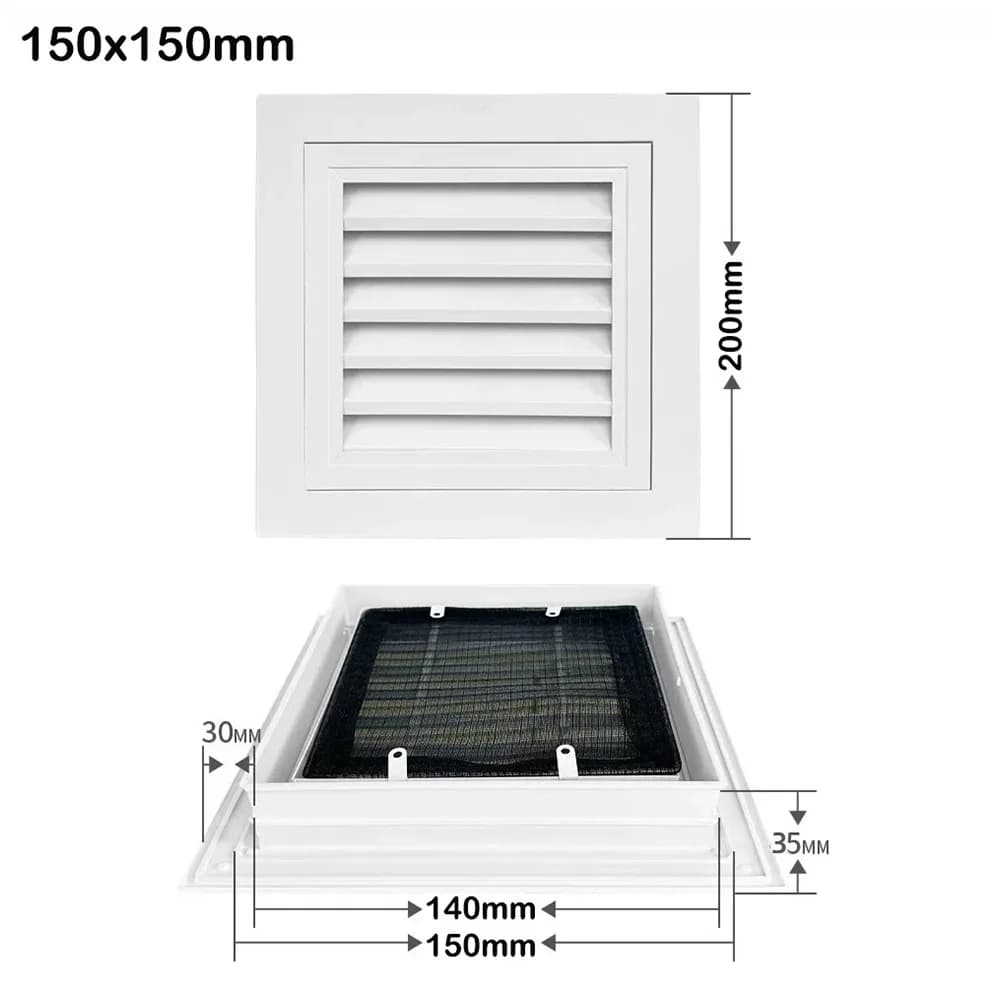 Nouvelle grille d'aération en alliage d'aluminium blanche avec grille en maille, couvercle d'aératio