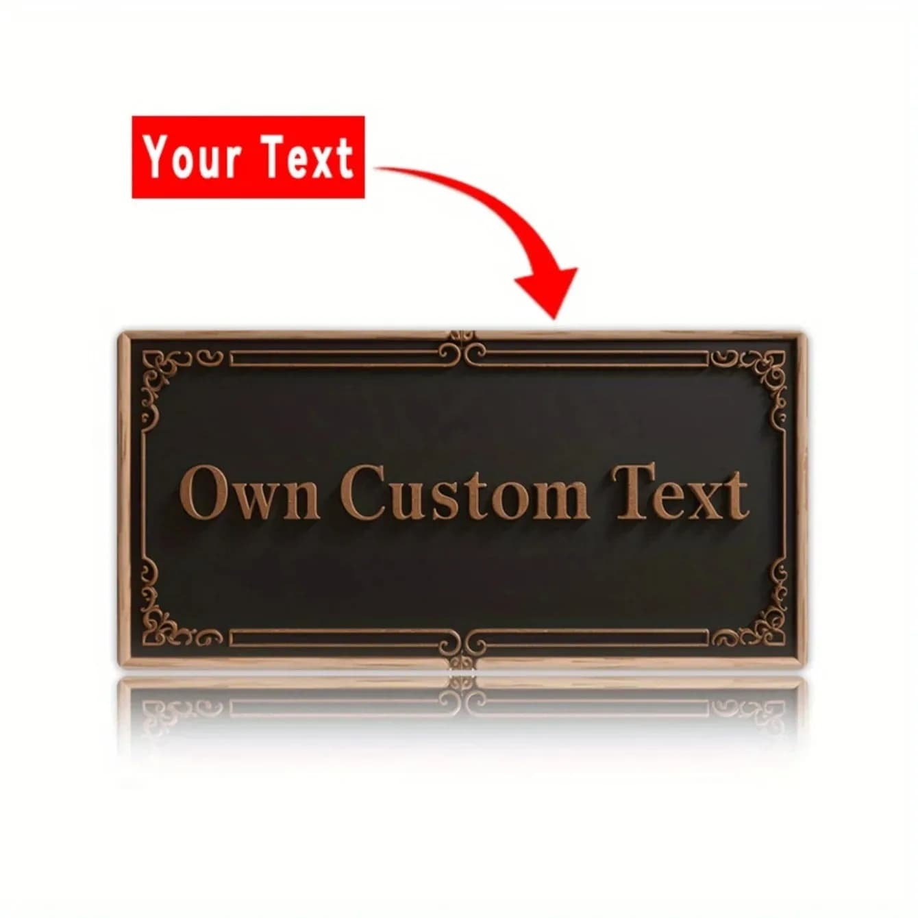 Panneau métallique contemporain en aluminium – Texte personnalisé et plaque nominative personnalisée