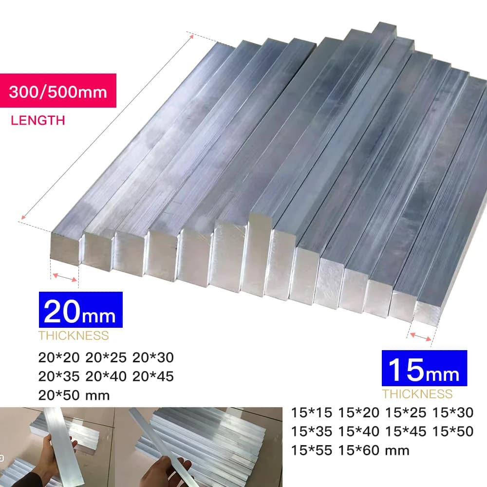 Barre en aluminium épaisseur 15-20 mm, largeur 20-60 mm, longueur 300-500 mm, plaque plate en alliag