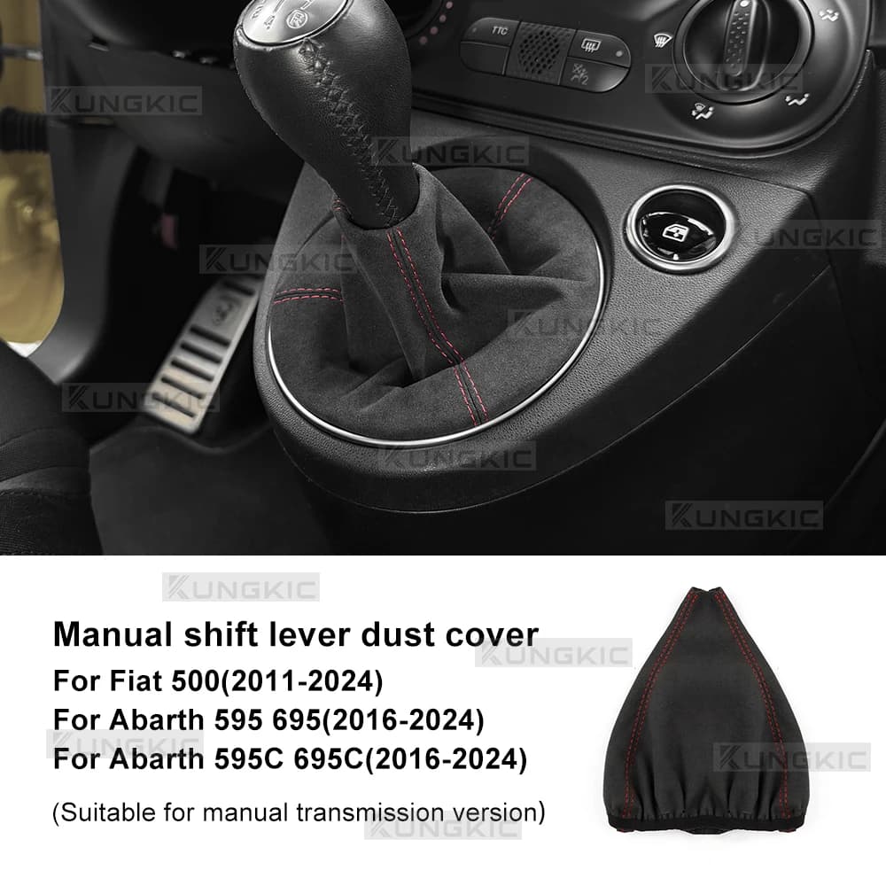 Housse de levier de vitesse en daim pour Fiat 500 2011-2024 Abarth 595 695 2016 2017 2018 2019 2020