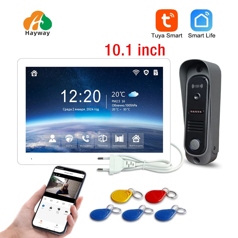 Visiophone intelligent Tuya 1080P, 4 fils, 10 pouces, wi-fi, système d'interphone vidéo intelligent