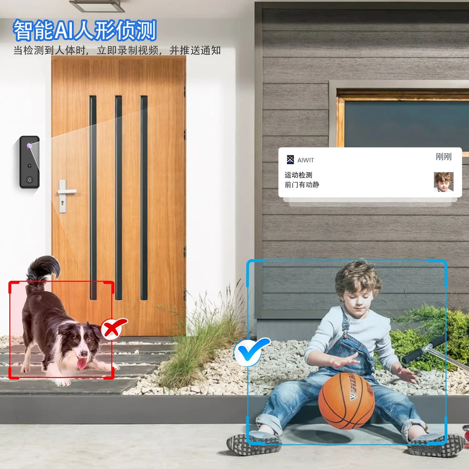 Sonnette vidéo IP Wi-Fi 720P Aiwit avec application, stockage cloud, visiophone, caméra de porte et