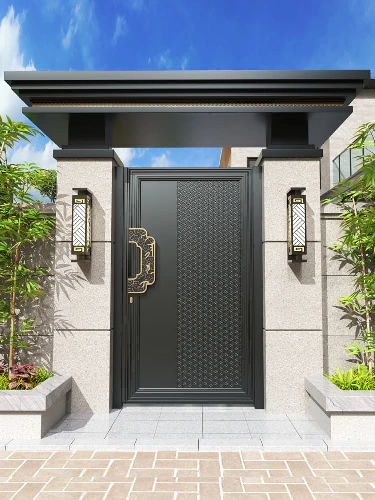 Porte de jardin en aluminium sculpté, porte de Villa, porte électrique divisée en aluminium, maison